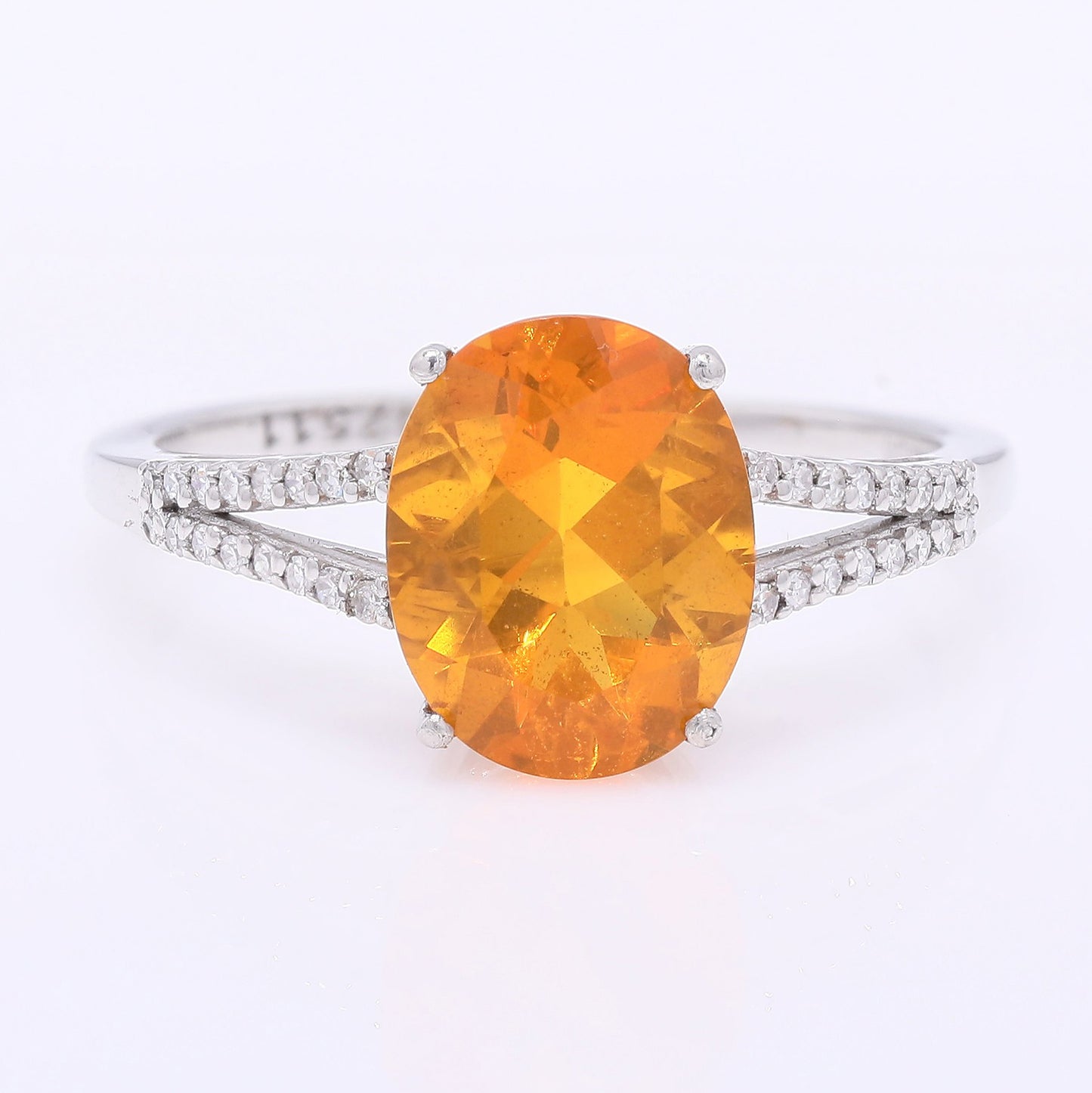 1.89 Ct Oval Mixed Cut Natural Fire Opal 950 Platinum Ring
