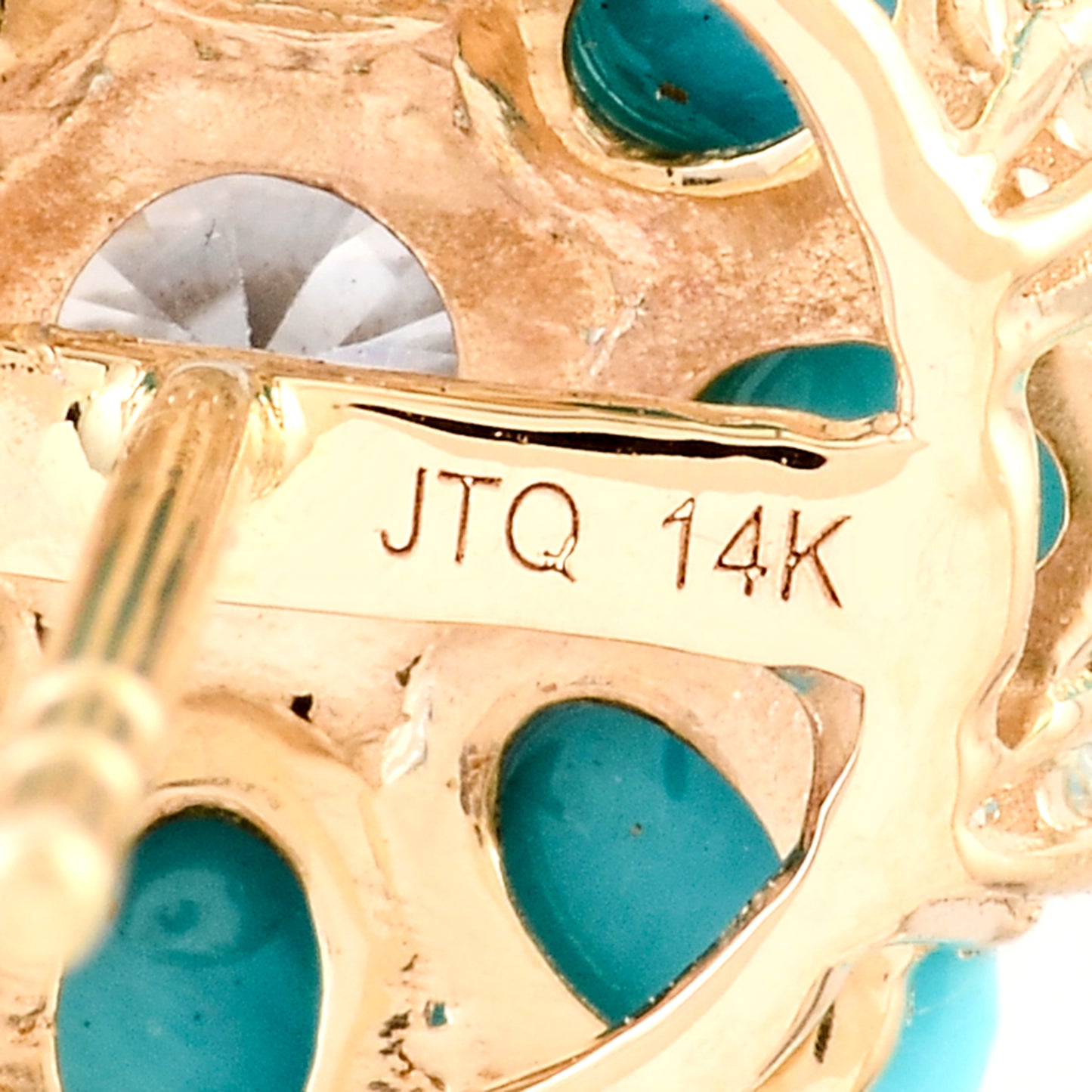 3.00 Ct Oval Cabochon Turquoise 14K Gold Earrings