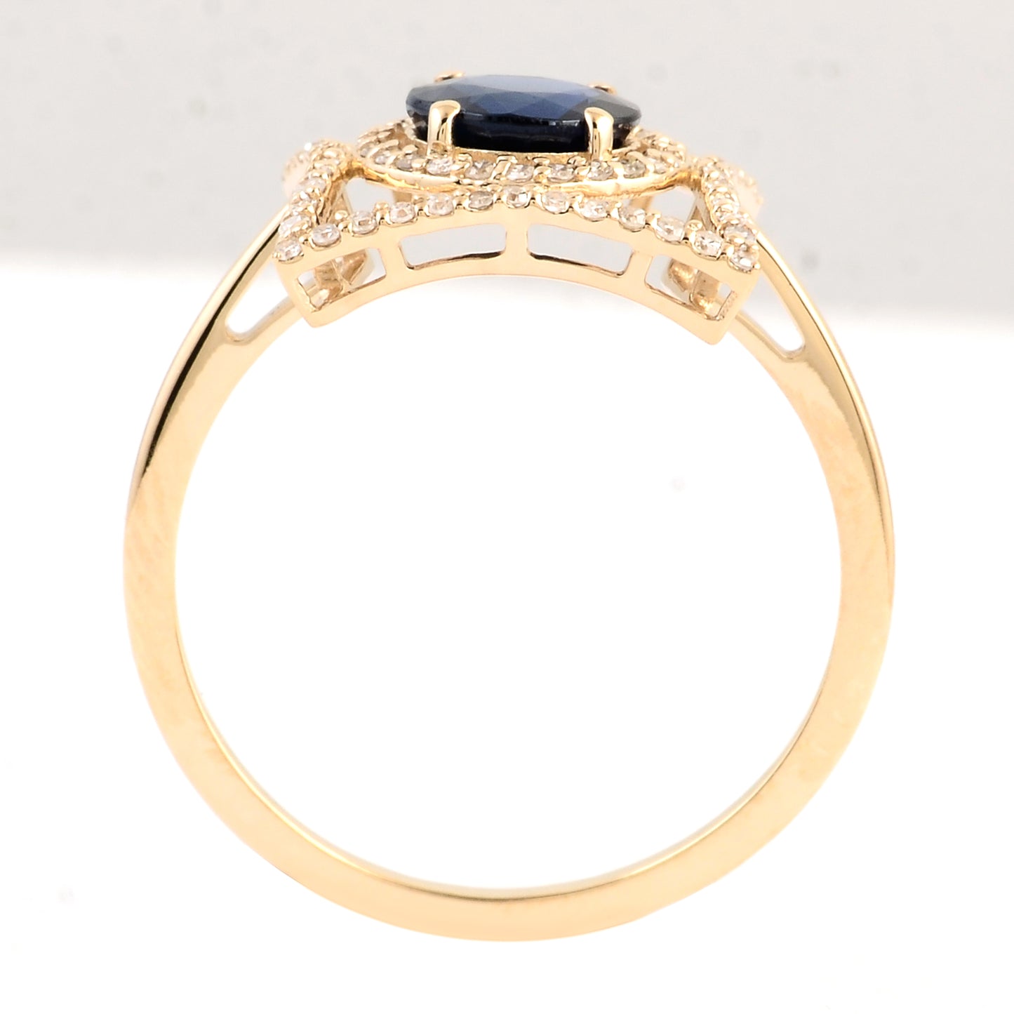 1.34 Ct Round Mixed Cut Natural Corundum Sapphire 14K Gold Ring