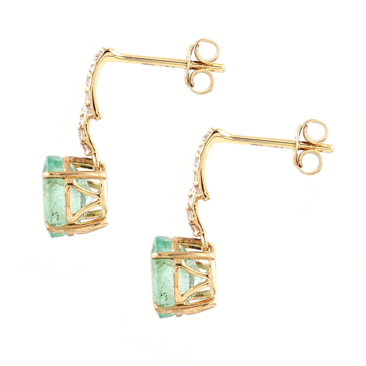 3.27 Ct Oval Emerald 14K Gold Earrings