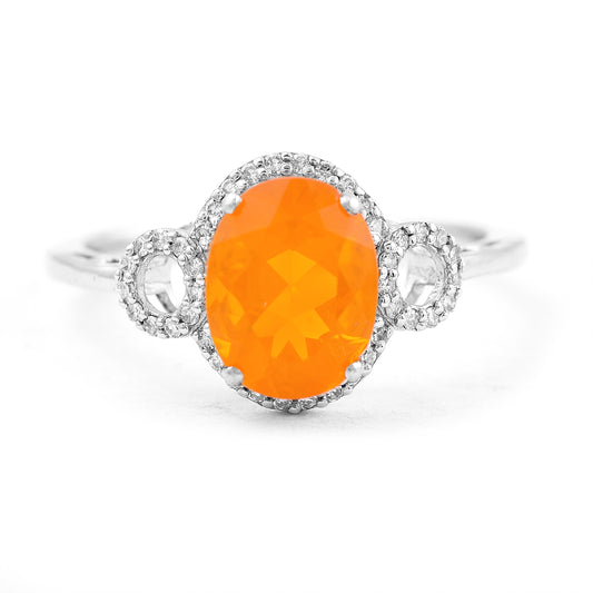 1.34 Ct Oval Mixed Cut Natural Fire Opal 950 Platinum Earrings