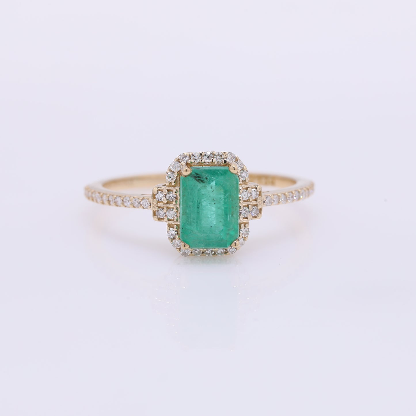 1.17 Ct Octagon Step Cut Natural Emerald 14K Gold Ring