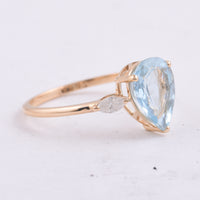 1.75 Ct Pear Natural Aquamarine 14K Gold Ring