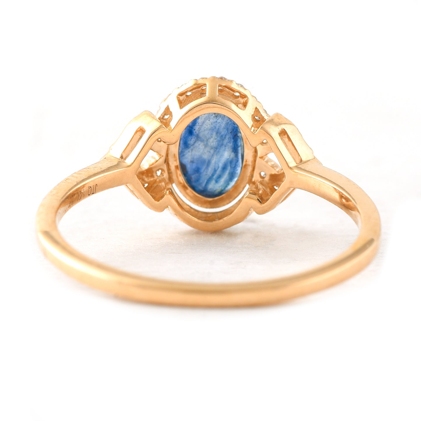 1.64 Ct Oval Mixed Cut Natural Sapphire 14K Gold Ring