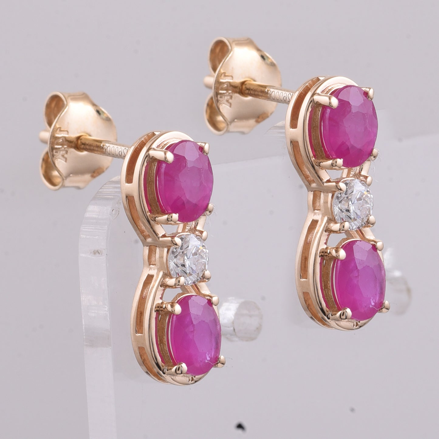 1.33 Ct Oval Cabochon Cut Natural Ruby 14K Gold Earrings