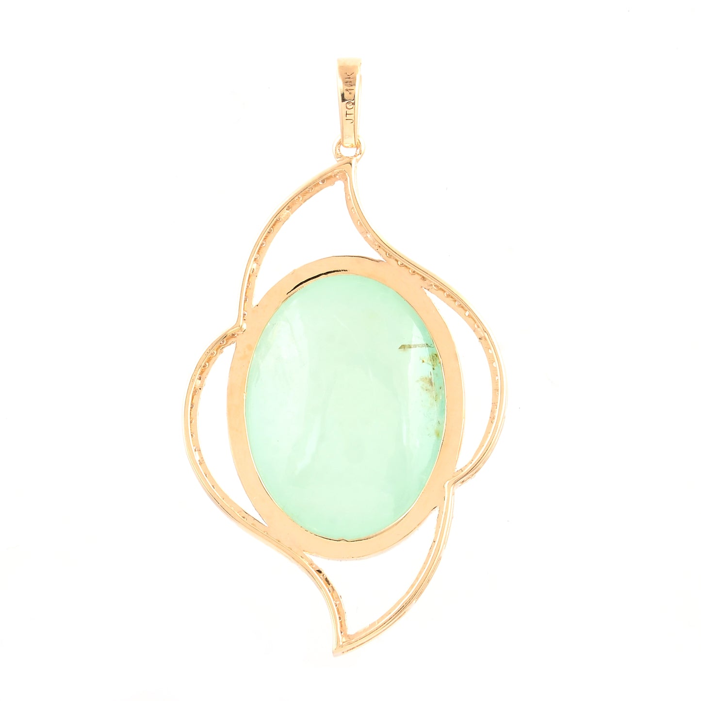 22.69 Ct Oval Cabochon Natural Beryl Emerald 14K Gold Pendant