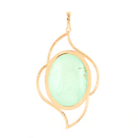 22.69 Ct Oval Cabochon Natural Beryl Emerald 14K Gold Pendant