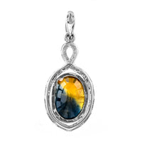 2.76 Ct Oval Mixed Cut Natural Bi-Coloured Sapphire 950 Platinum Pendant