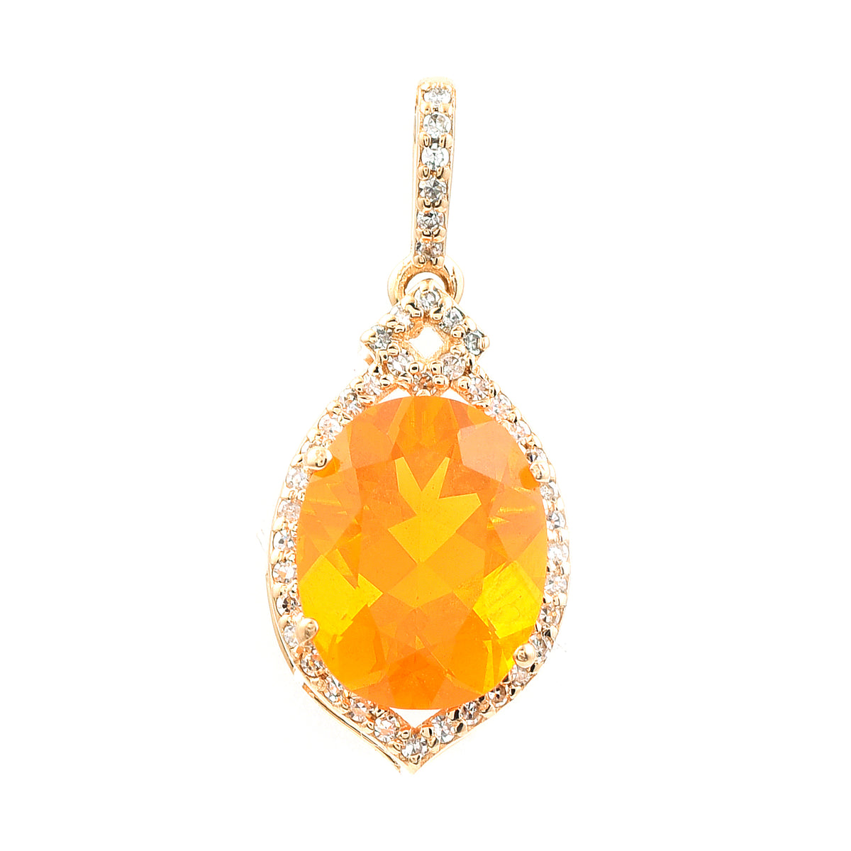 1.93 Ct Oval Mixed Cut Natural Fire Opal 14K Gold Pendant