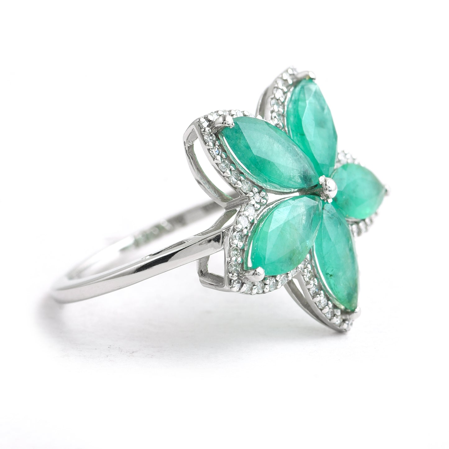 4.24 Ct Marquise Mixed Cut Natural Emerald 950 Platinum Ring
