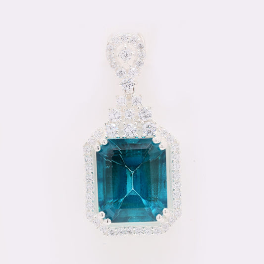 7.81 Ct Octagon Paraiba Topaz 925 Silver Pendant