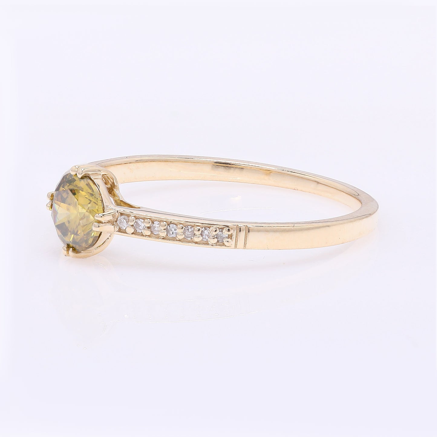 0.55 Ct Round Yellow Diamond 14K Gold Ring