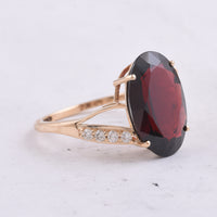 6.80 Ct Oval Natural Garnet 14K Gold Ring