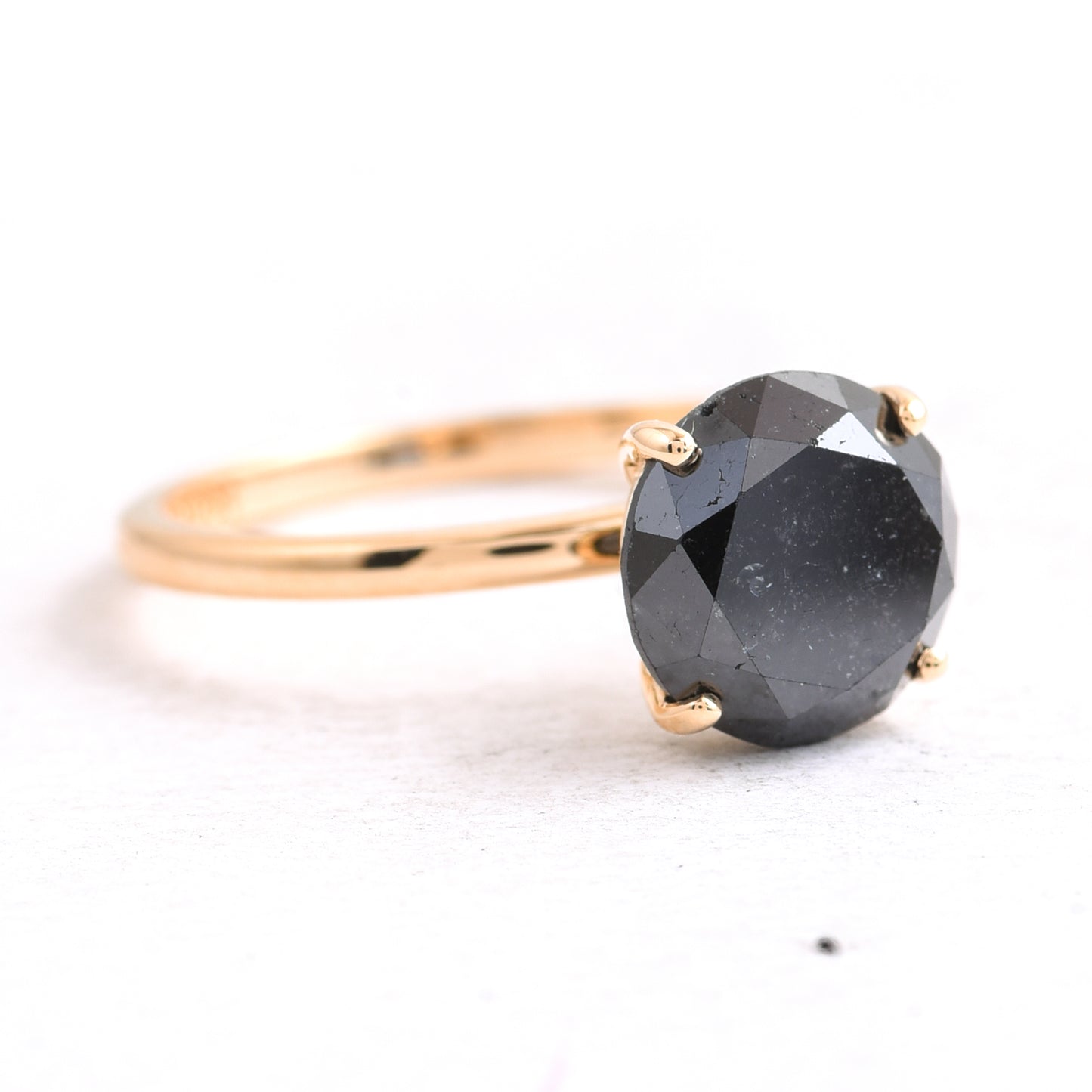 3.28 Ct Round Black Diamond 14K Gold Ring