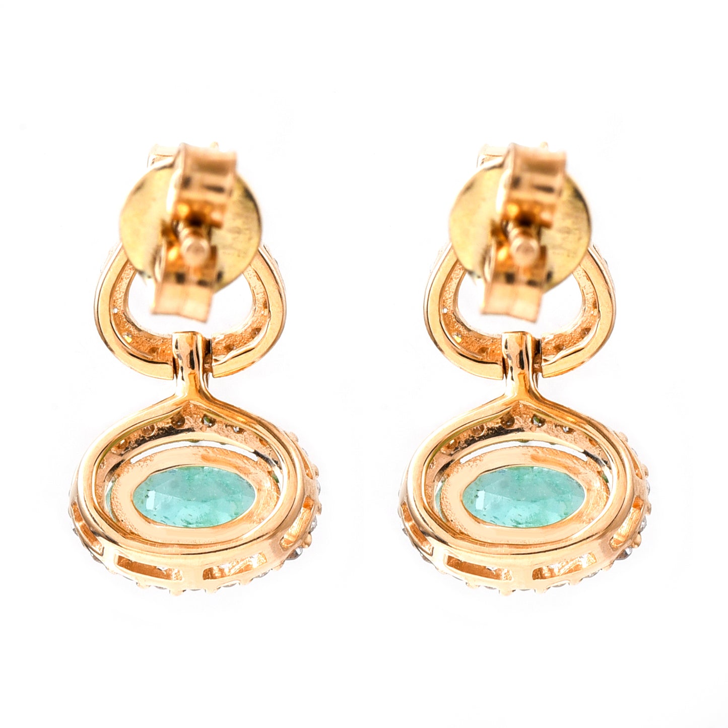 1.12 Ct Oval Mixed Cut Natural Emerald 14K Gold Earrings
