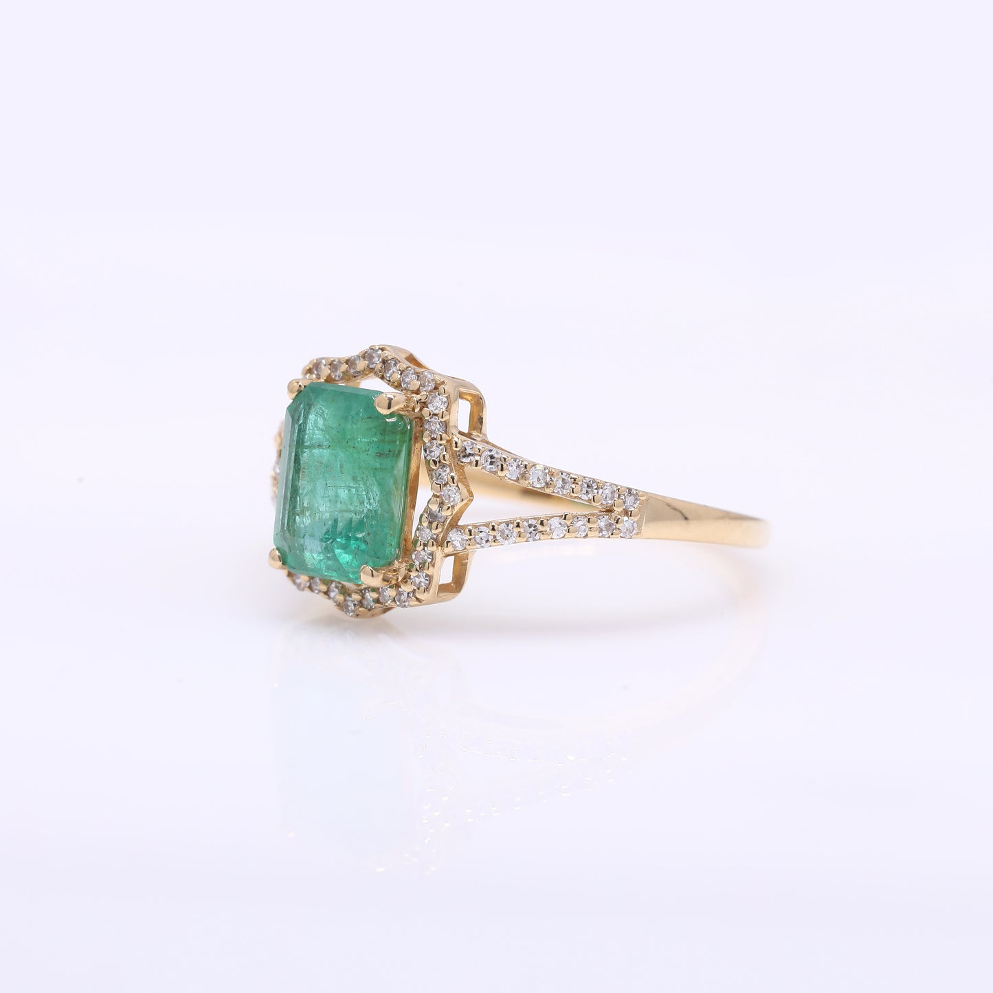 1.85 Ct Octagon Step Cut Natural Emerald 14K Gold Ring
