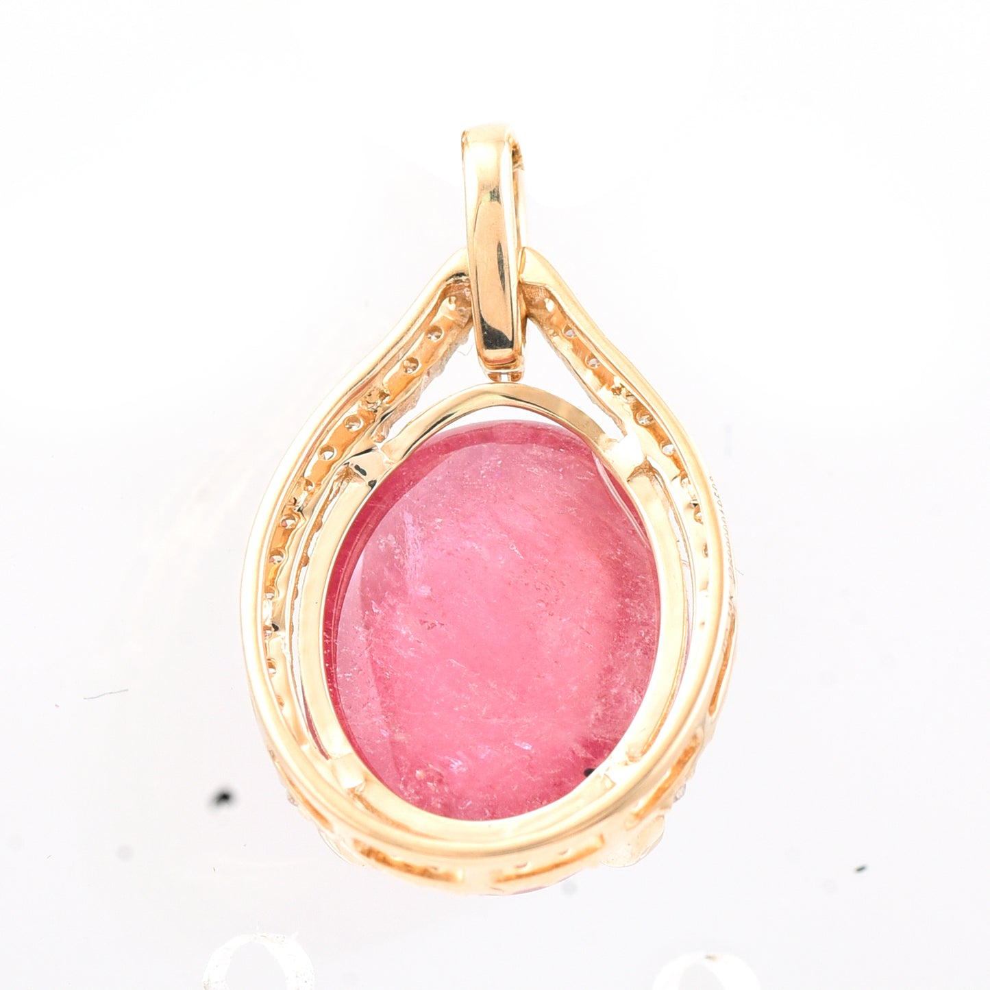 6.66 Ct Oval Cabochon Cut Natural Pink Tourmaline 14K Gold Pendant