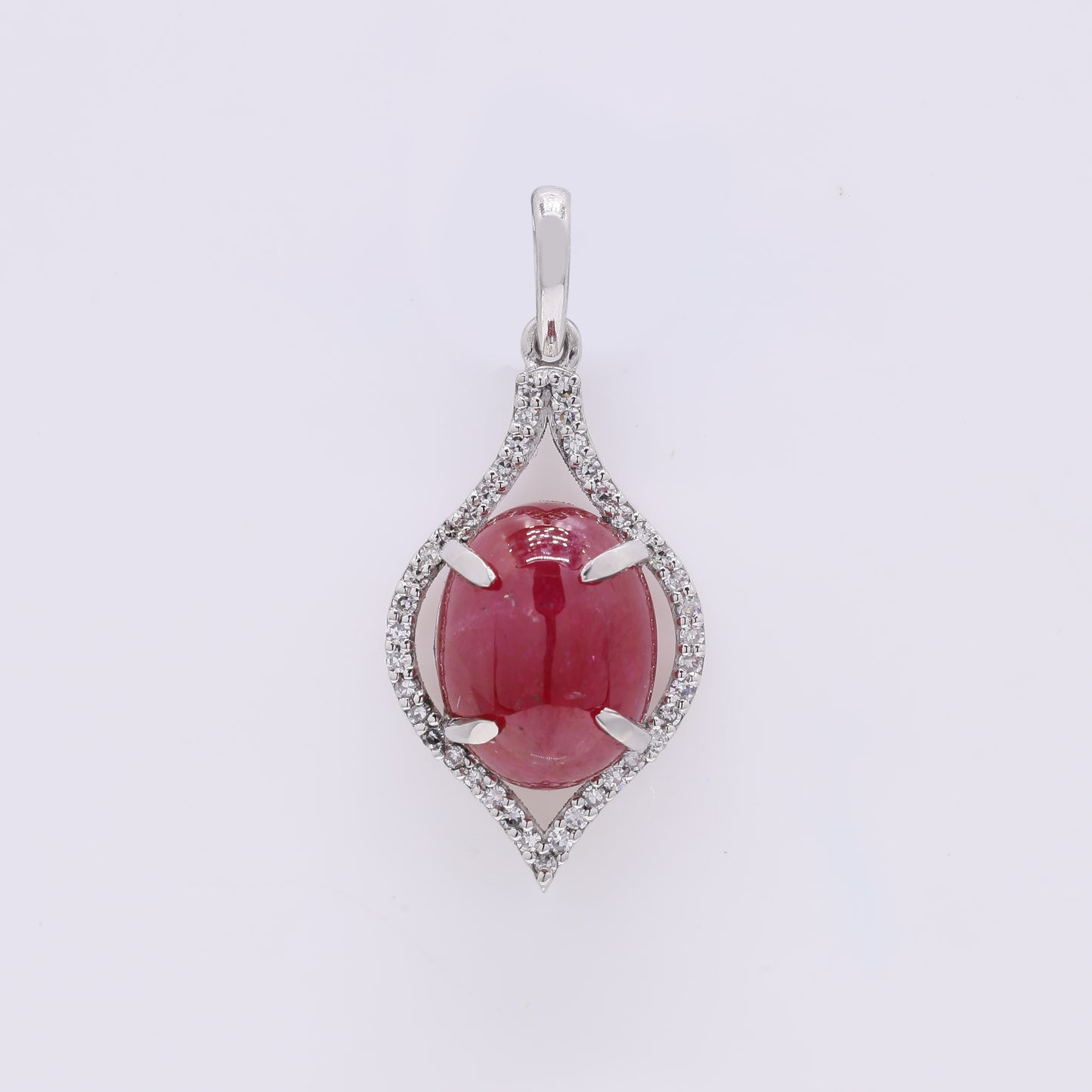 5.05 Ct Oval Cabochon Cut Natural Ruby 950 Platinum Pendant