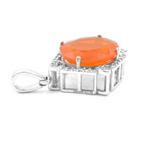 2.72 Ct Oval Mixed Cut Natural Fire Opal 950 Platinum Pendant