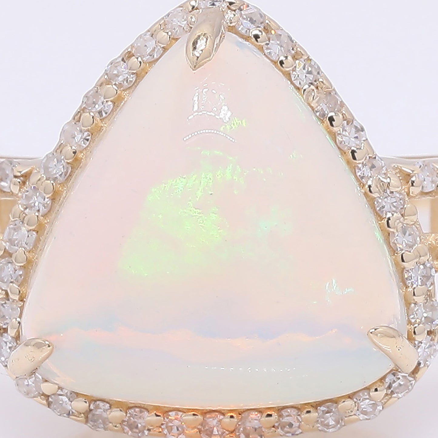 2.44 Ct Triangle Cabochon Cut Natural Opal 14K Gold Ring