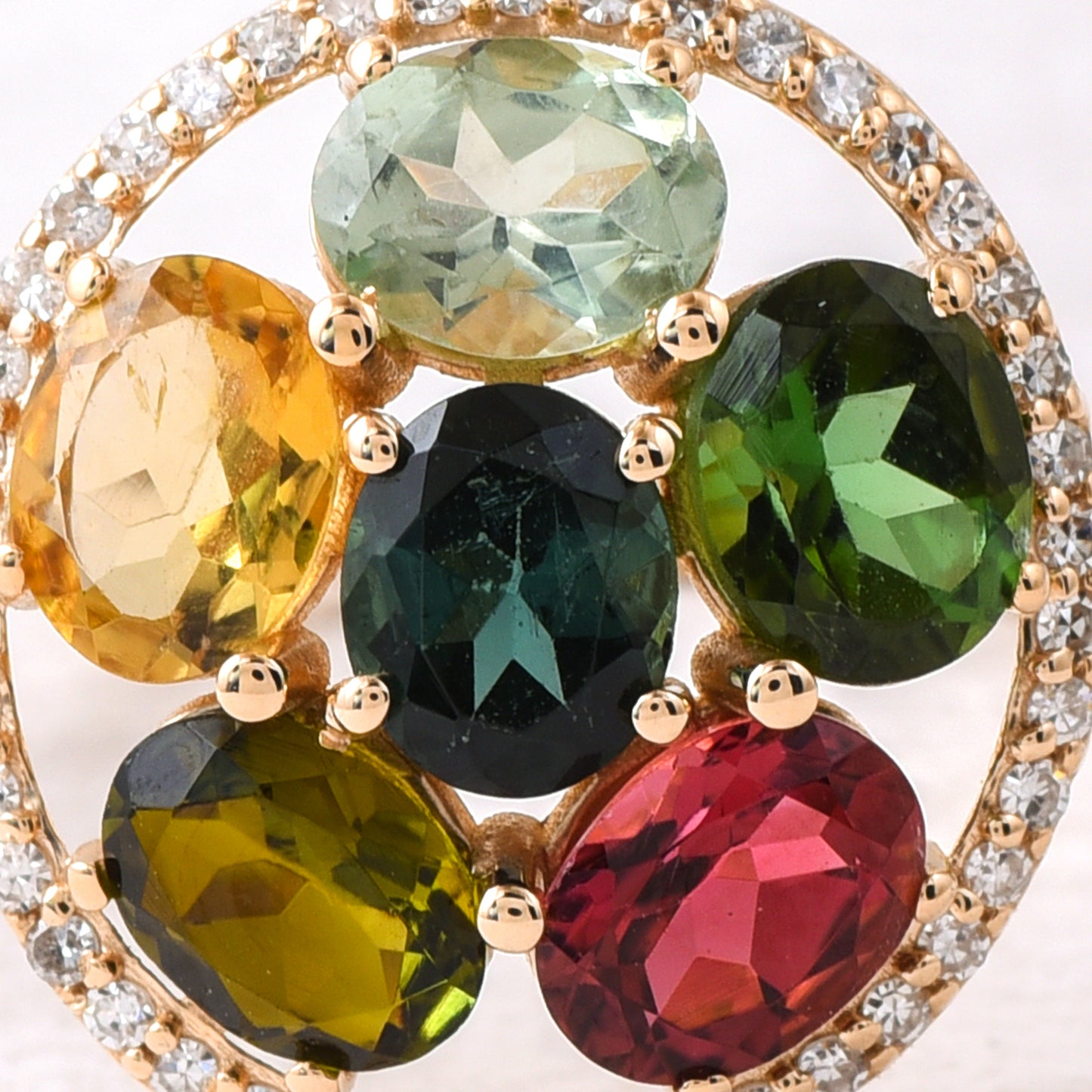 2.53 Ct Oval Mixed Cut Natural Multi-Coloured Tourmaline 14K Gold Ring
