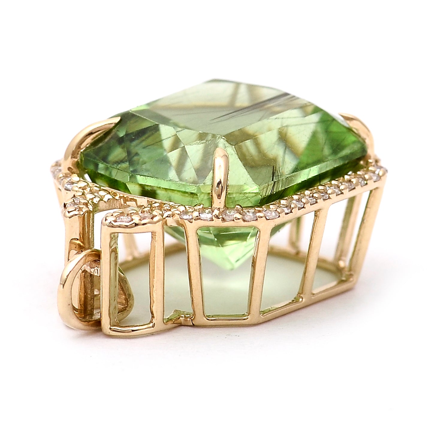 10.89 Ct Octagon Natural Eridot 14K Gold Pendant