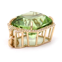 10.89 Ct Octagon Natural Eridot 14K Gold Pendant