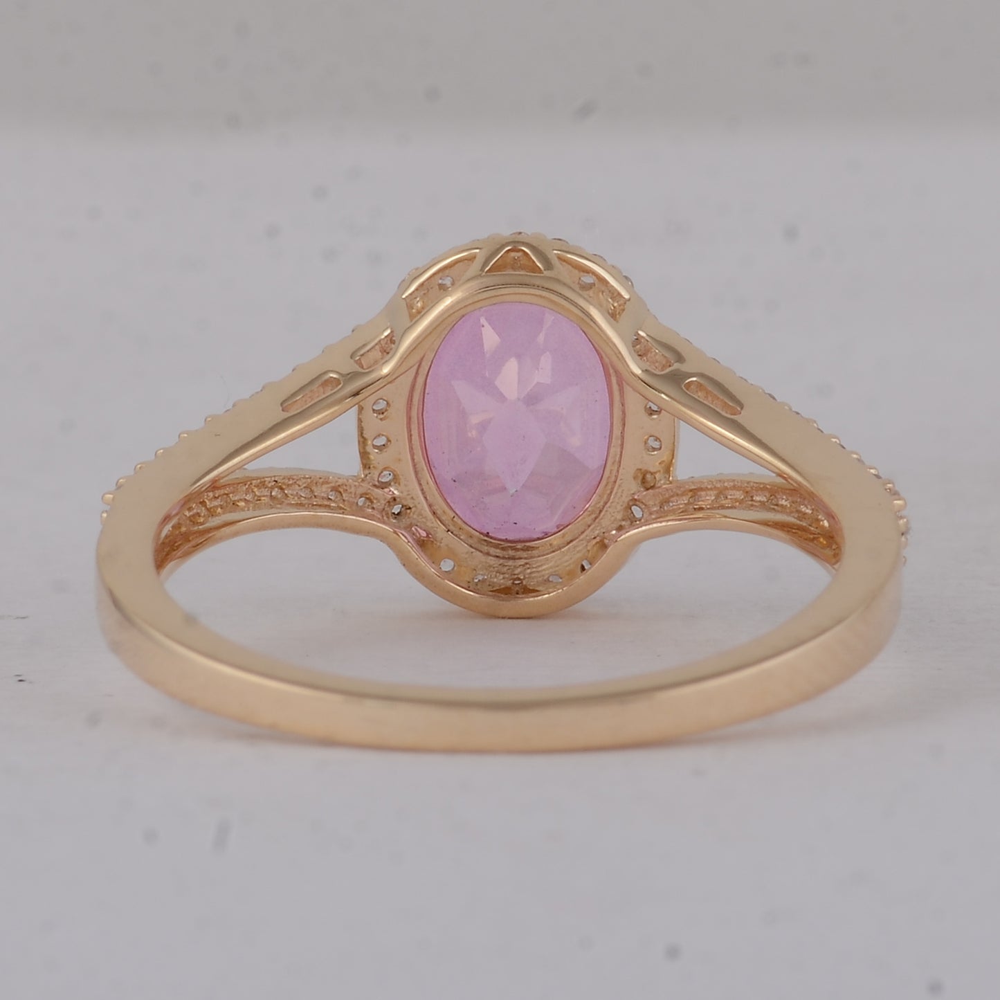 1.91 Ct Oval Pink Topaz 9K Gold Ring