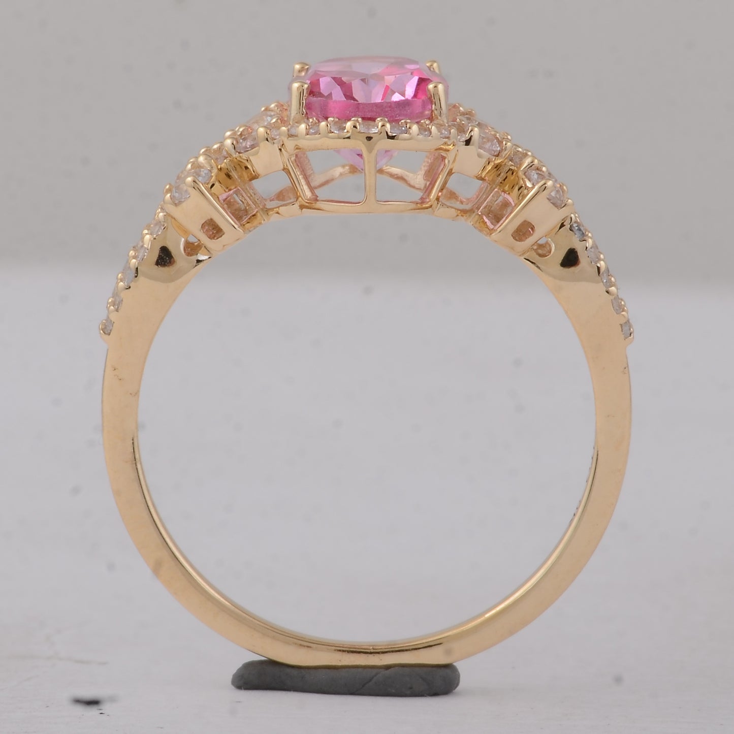 2.18 Ct Oval Pink Topaz 9K Gold Ring