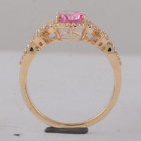 2.18 Ct Oval Pink Topaz 9K Gold Ring