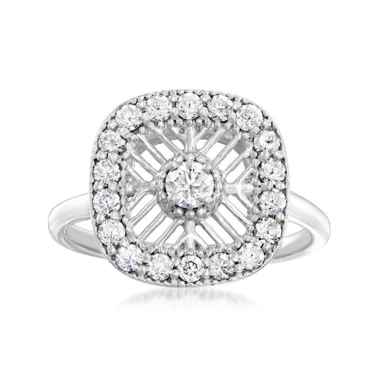 0.70 ct. Moissanite Round Sterling Silver Women Ring Size 5