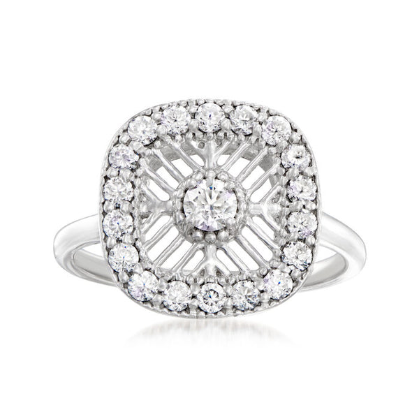 0.70 ct. Moissanite Round Sterling Silver Women Ring Size 5