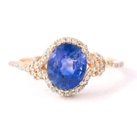 1.82 Ct Oval Mixed Cut Natural Sapphire 14K Gold Ring