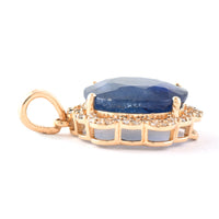 5.61 Ct Oval Mixed Cut Natural Sapphire 14K Gold Pendant