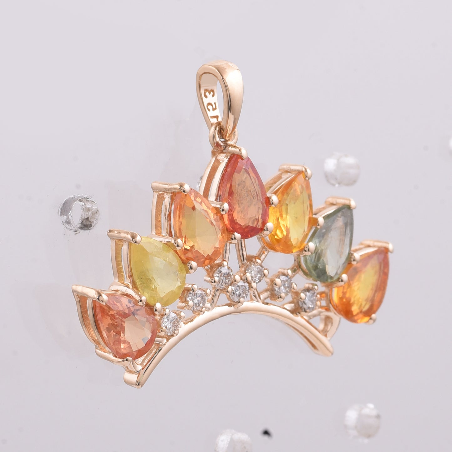 3.56 Ct Pear Natural Multi-Coloured Sapphire 14K Gold Pendant