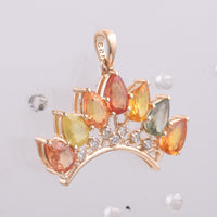 3.56 Ct Pear Natural Multi-Coloured Sapphire 14K Gold Pendant