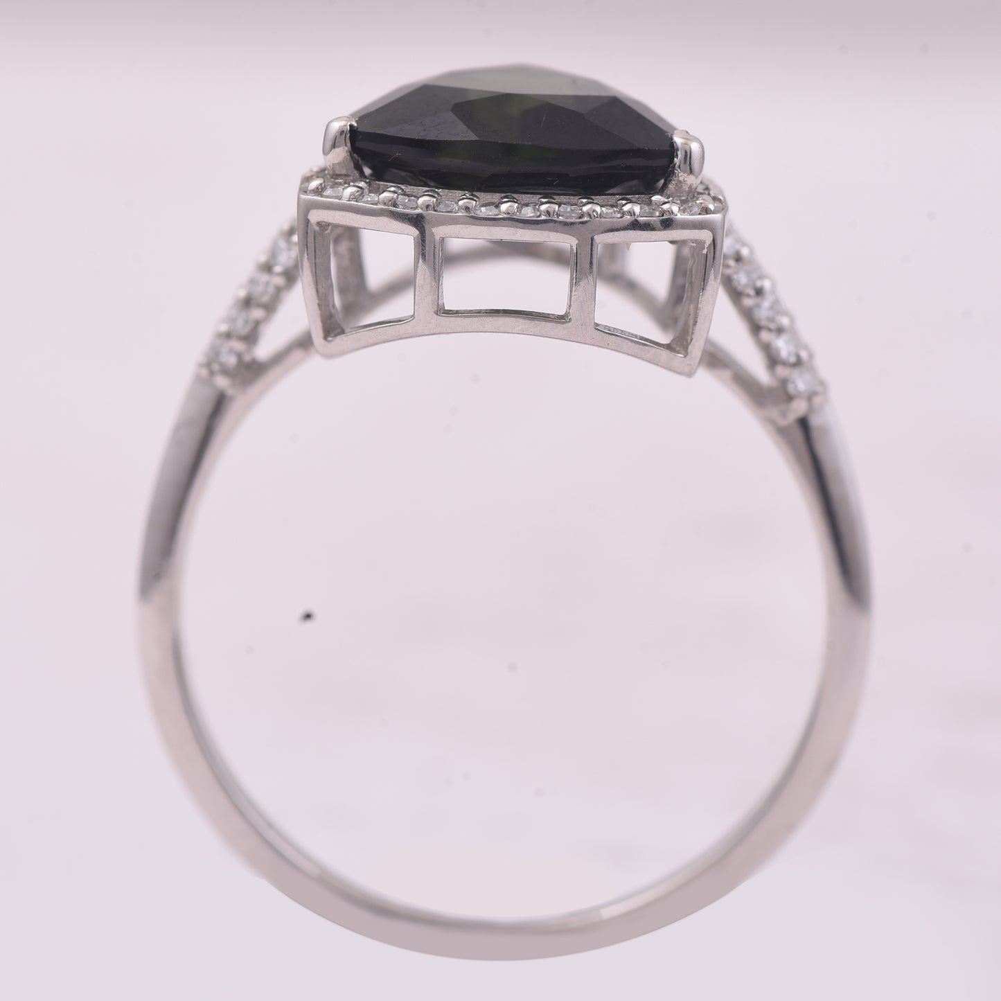2.36 Ct Triangle Mixed Cut Natural Green Tourmaline 950 Platinum Ring