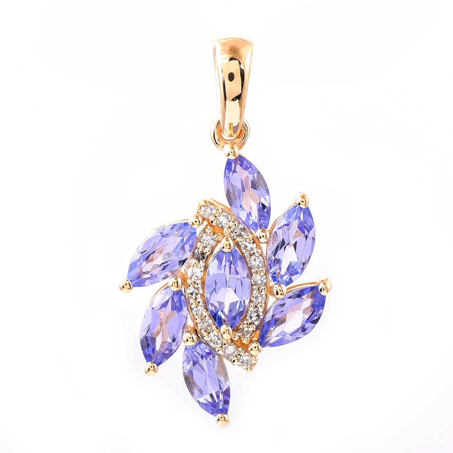 1.12 Ct Marquise Mixed Cut Natural Tanzanite 14K Gold Pendant