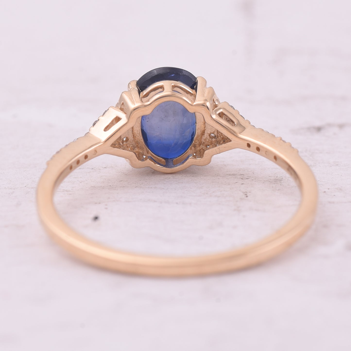1.37 Ct Oval Mixed Cut Natural Sapphire 14K Gold Ring