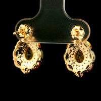 3.02 Ct Pear Multi Sapphire 14K Gold Earrings