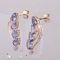 2.61 Ct Pear Natural Tanzanite 14K Gold Earrings