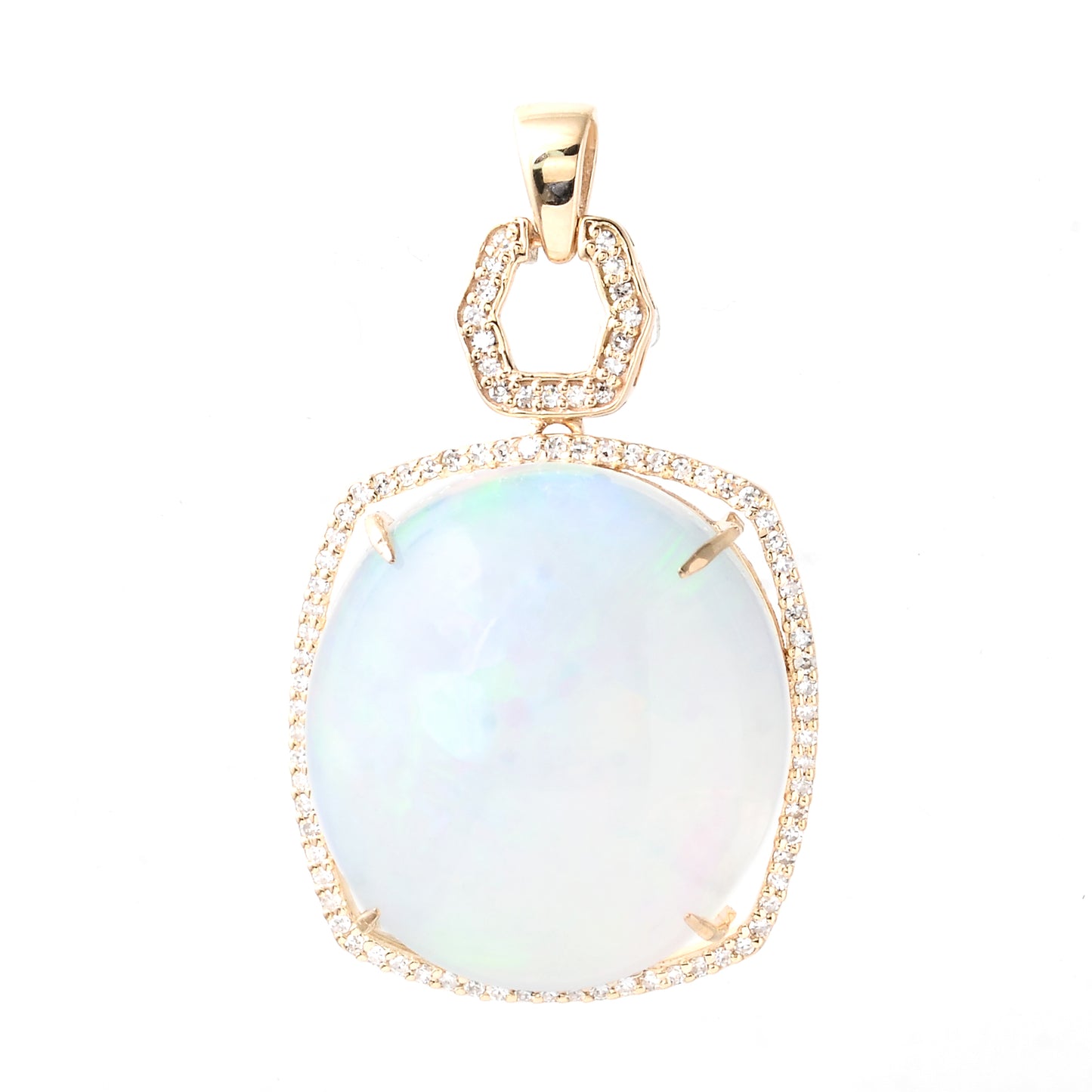 18.22 Ct Oval Cabochon Natural Opal 14K Gold Pendant