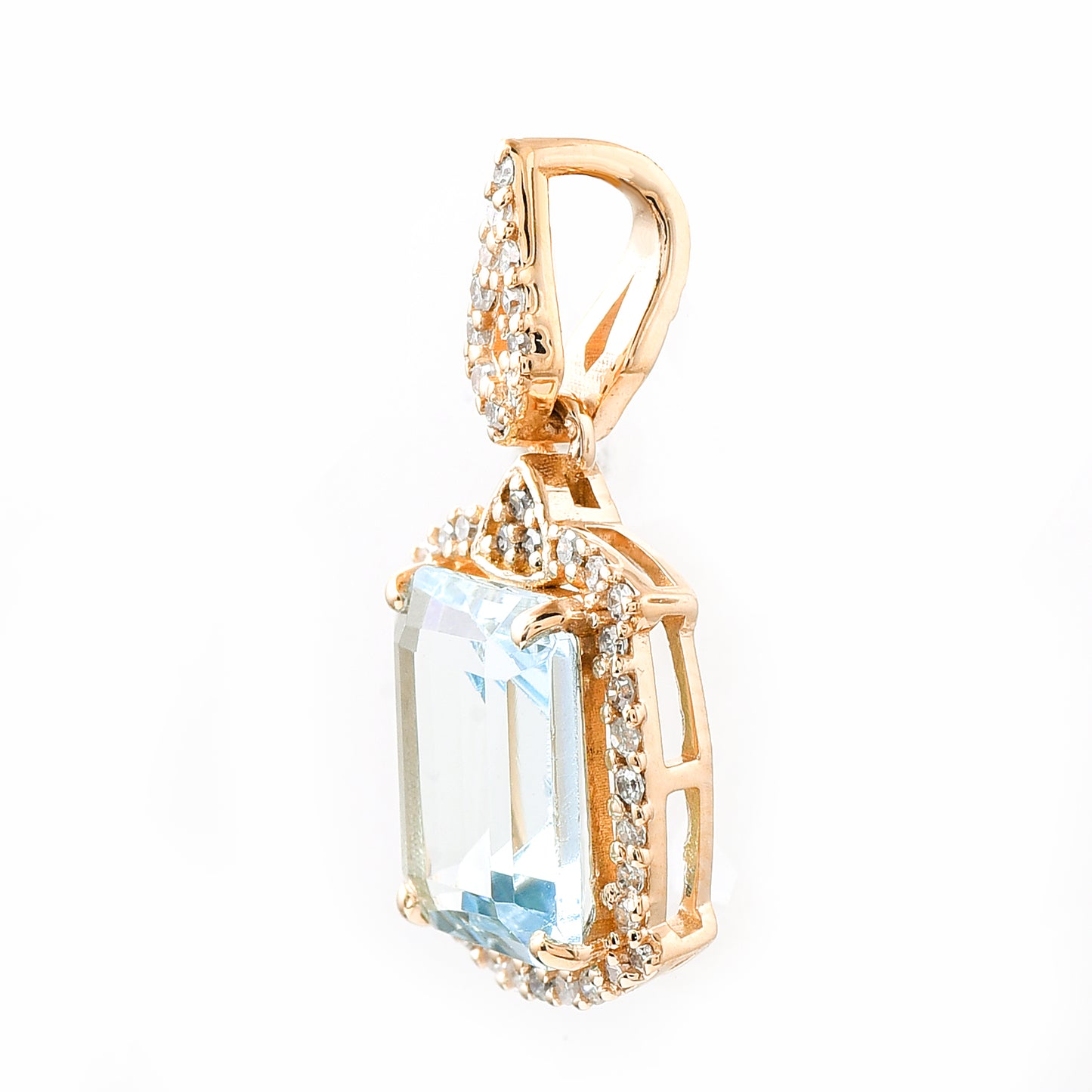 1.68 Ct Octagon Step Cut Natural Aquamarine 14K Gold Pendant