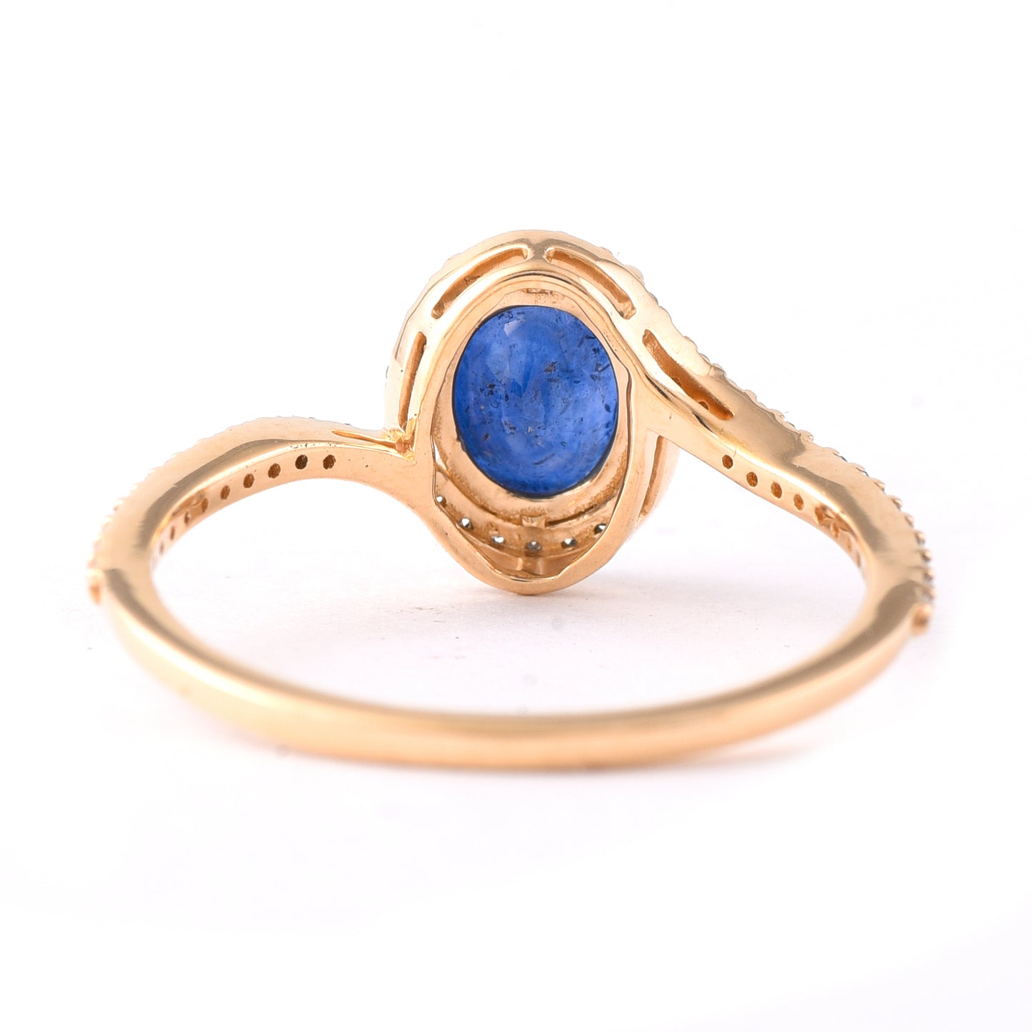 1.63 Ct Oval Mixed Cut Natural Sapphire 14K Gold Ring