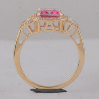 3.57 Ct Octagon Pink Topaz 9K Gold Ring