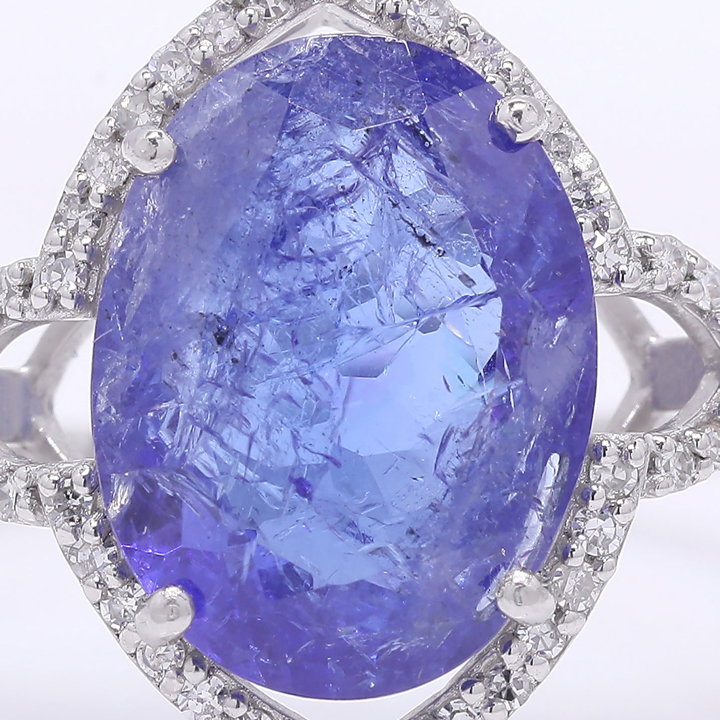 3.82 Ct Oval Mixed Cut Natural Tanzanite 950 Platinum Ring