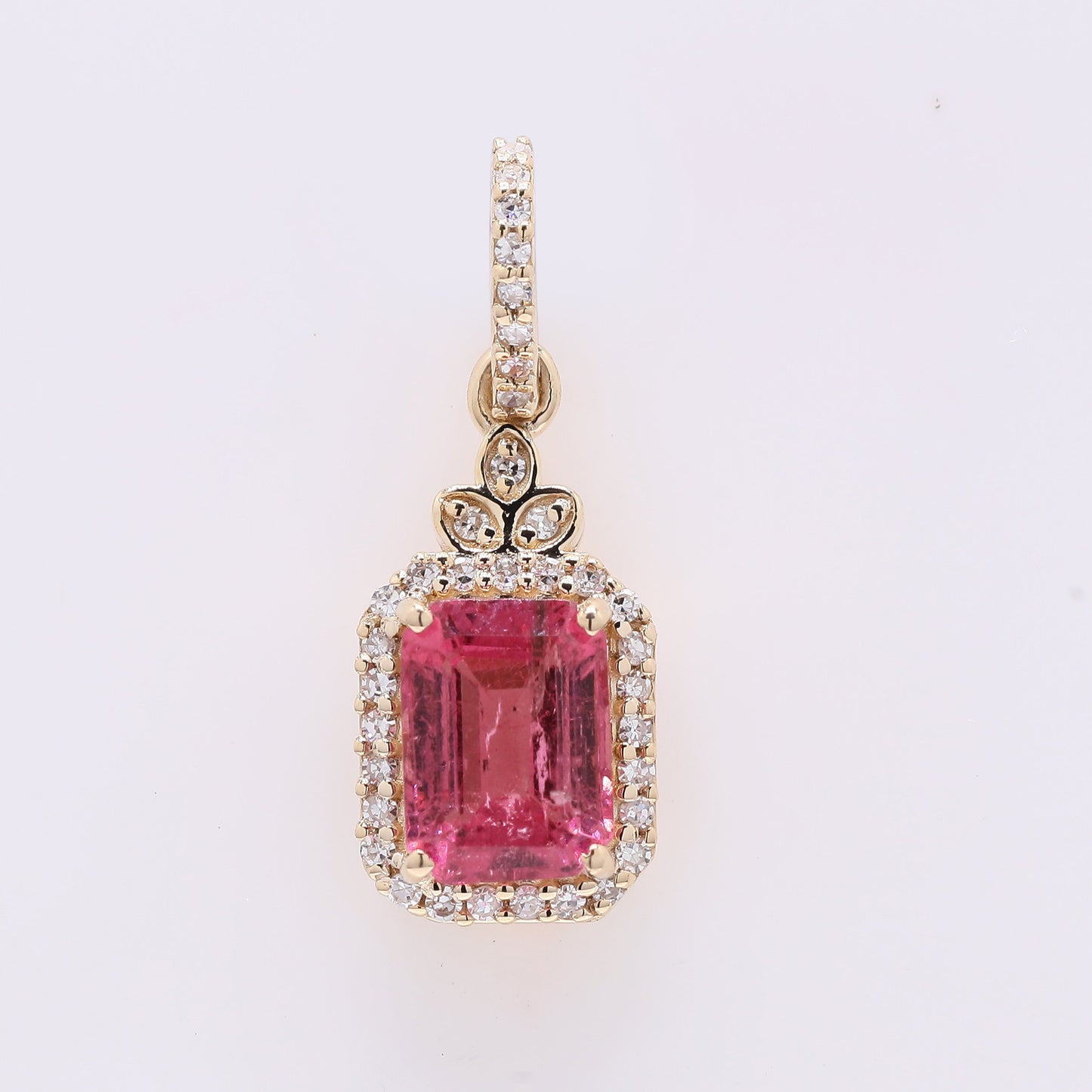 1.20 Ct Octagon Step Cut Natural Tourmaline 14K Gold Pendant