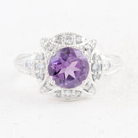 2.38 Ct Round Amethyst 925 Sterling Silver Ring
