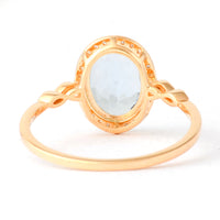 1.27 Ct Oval Mixed Cut Natural Aquamarine 14K Gold Ring