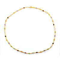11.59 Ct Round Garnet, Peridot, Blue Topaz, Citrine, Amethyst 925 Sterling Silver Necklace